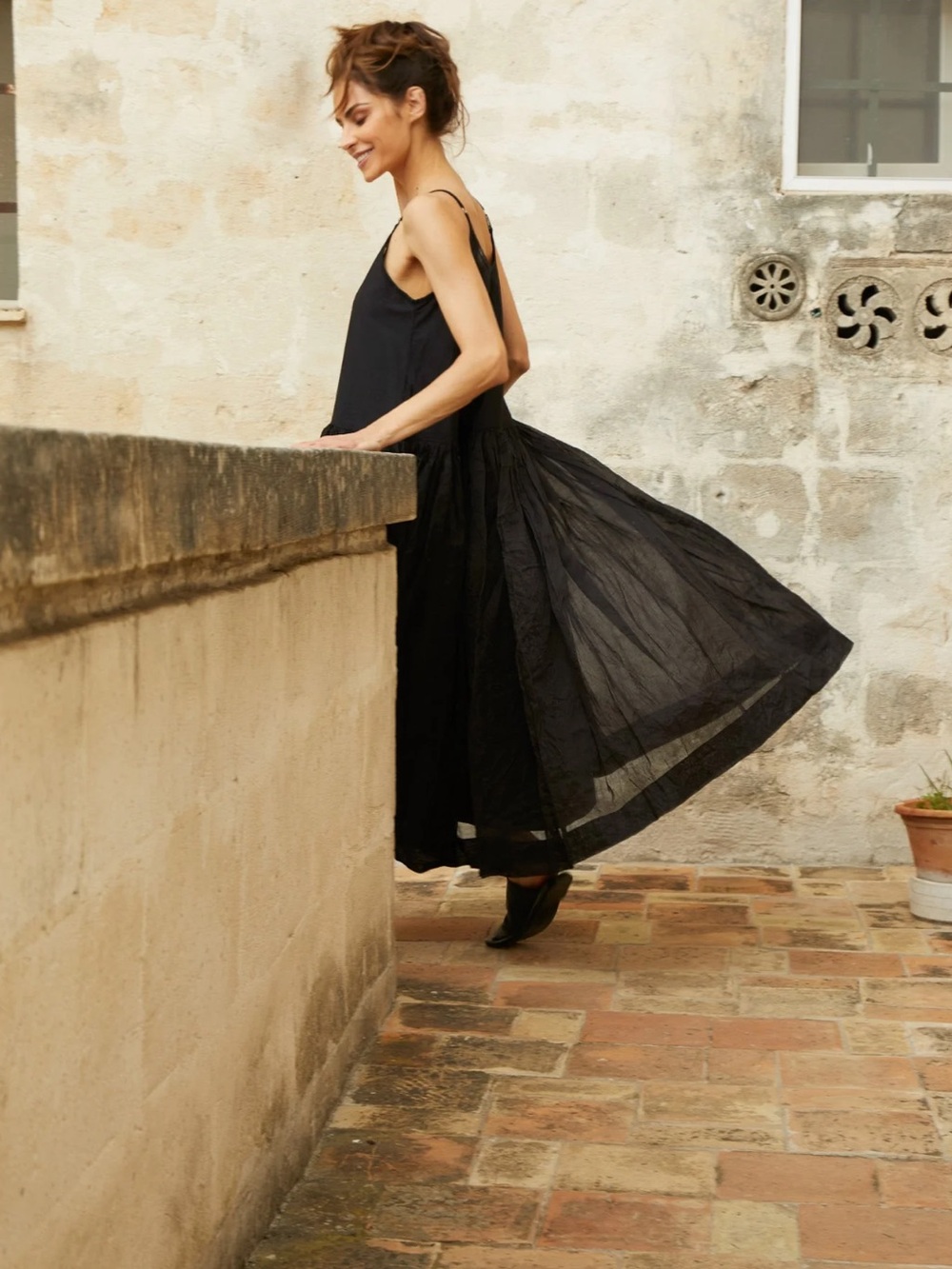 MEG BY DESIGN black cotton voluminous tutu long slip dress MegByDesign
